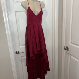Beautiful Burgundy Small Backless Lace Up Dress